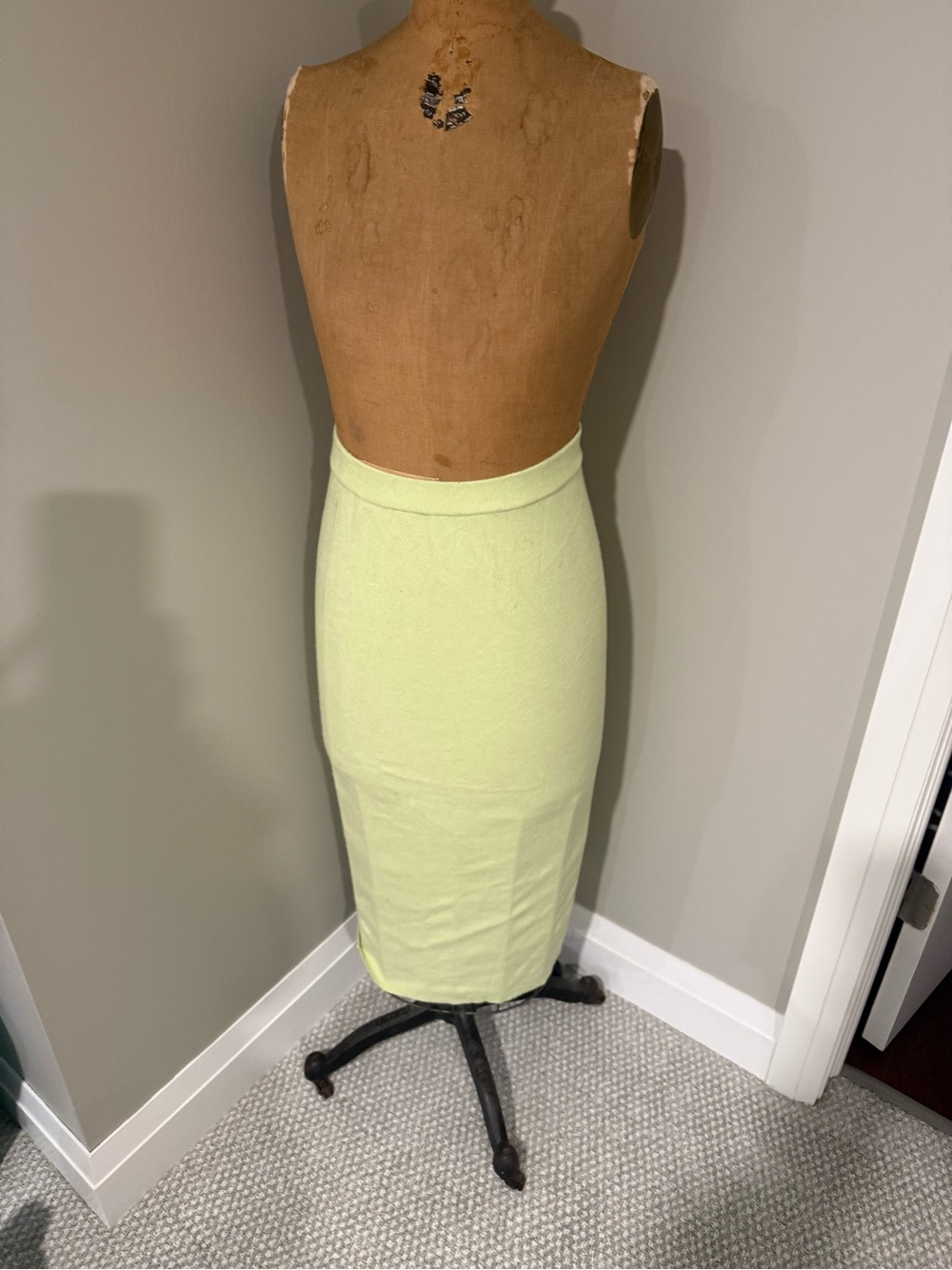Zara Pale Lime Pencil Midi Skirt